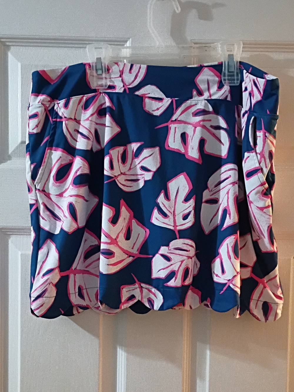 Blue Tropical Print Women’s Skort with Pink & White Leaves